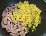 ベーコンと青唐辛子を入れて親子焼きソバ作り方5写真