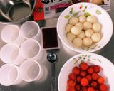 豆腐白玉と水羊羹とさくらんぼの夏デザート作り方1写真