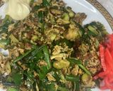 枝豆とニラネギ豚玉子のお好み焼き風炒め作り方9写真