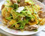 ベーコンと青唐辛子を入れて親子焼きソバ作り方12写真