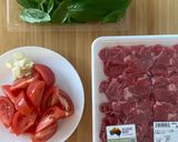 牛薄切り肉とバジルとトマトの軽い煮込み作り方2写真