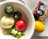 真夏のすっぱ辛い冷製スープ　夜仕込み時短作り方1写真