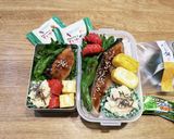 旦那弁当！ブリ照り・鮭ポテサラ塩昆布乗せ作り方1写真