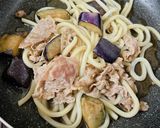 温かい揚げなすうどん作り方4写真