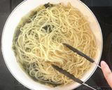 あおさと梅の和風ペペロンチーノ作り方5写真
