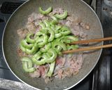 ゴーヤと豚こま肉のゴマ油醤油炒め作り方4写真