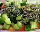 塩昆布トマトきゅうりで食べるドレッシング作り方1写真