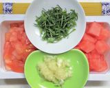 夏らしいスイカとトマトの冷製パスタ作り方1写真