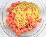 夏らしいスイカとトマトの冷製パスタ作り方3写真