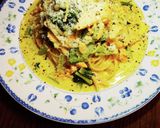 塩鮭と小松菜のカレー風味クリームパスタ作り方4写真