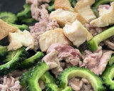 ゴーヤと厚揚げと豚肉こまの甘酢あん作り方3写真
