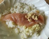 冷製アジアン粥☆蒸し鶏と生姜☆鶏肉ささみ作り方1写真