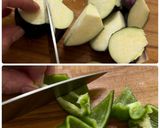 なすとピーマンのひき肉味噌炒め作り方1写真
