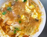 お一人様野菜たっぷりトマト旨辛味親子丼風作り方17写真