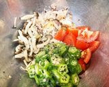 バジル香るサバ水煮缶の冷製パスタ作り方3写真