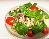 バジル香るサバ水煮缶の冷製パスタ作り方4写真