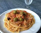 ツナとオリーブのトマト煮込みパスタ作り方4写真