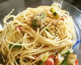 ピーマン桜えびベーコンと塩昆布のパスタ作り方11写真