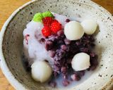 市販かき氷(練乳金時)とお団子のパフェ作り方3写真