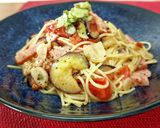 にんにくみどりのラー油で夏野菜パスタ☆作り方4写真