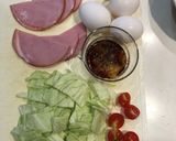 【簡単】悪魔のハムエッグ丼　ニンニク風味作り方1写真