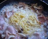 鮭とベーコンのクリームパスタしめじ入り作り方5写真