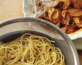 レンジ爆速☆キムチ炒め和風パスタ昼食魚肉作り方2写真