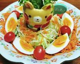 【半熟ゆで卵豆苗くまちゃんサラダ】作り方6写真
