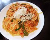 見た目ナポリタンなハリッサ味焼きうどん作り方7写真