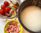 みょうがトマトベーコンの炊き込みご飯作り方1写真