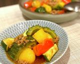 肉感たっぷり　ゴーヤとパプリカの麻婆野菜作り方9写真