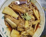 エリンギとエノキの焼鳥のタレ煮わさび添え作り方4写真
