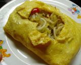 野菜炒めのオムレツ風ふくさ包み作り方3写真