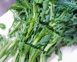 春菊とカリカリじゃこのニンニク醤油パスタ作り方1写真
