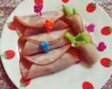 簡単！お弁当の彩りに♪ハム・アスパラ巻き作り方4写真