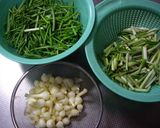 春爛漫！野蒜(ノビル)のスタミナ炒め。作り方2写真
