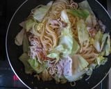 カリカリ豚肉と春キャベツの簡単和風パスタ作り方6写真