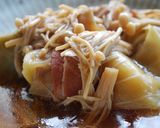 ｺﾝｿﾒ醤油のﾄﾛ旨ﾛｰﾙｷｬﾍﾞﾂ作り方7写真