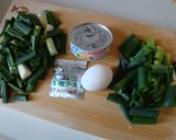 葉ねぎと長ねぎのツナたま炒め　塩風味作り方1写真