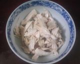 簡単　蒸し鶏のバター醤油パスタ作り方1写真