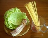春キャベツとベーコンのスパゲティ作り方1写真