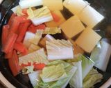 簡単今日の夕飯！白菜法蓮草鶏つくね鍋主菜作り方5写真