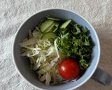 ボリューム満点いつものサラダに唐揚げポン作り方1写真