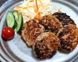 手間要らず♪ニラとなめ茸の豚つくねバーグ作り方4写真