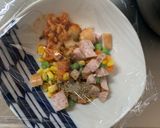 レンジ簡単クリーミー麻婆味オムライス弁当作り方2写真