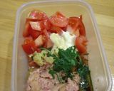 ❥トマトとツナの混ぜるだけde冷製パスタ作り方1写真