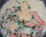 鮭＆マッシュルーム＆玉葱の牛乳煮パスタ作り方3写真