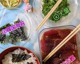 枕崎1本釣り鰹の漬け丼韓国海苔が良いね👍作り方3写真