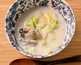 じゃがいもと牡蠣と春キャベツの豆乳スープ作り方9写真