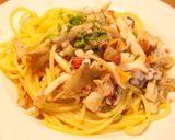 イカとタコとマイタケのスパゲッティ作り方5写真